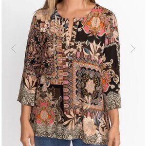 Johnny Was The Janie Favorite Button Front Tunic Blouse Floral‎ Lace Small
